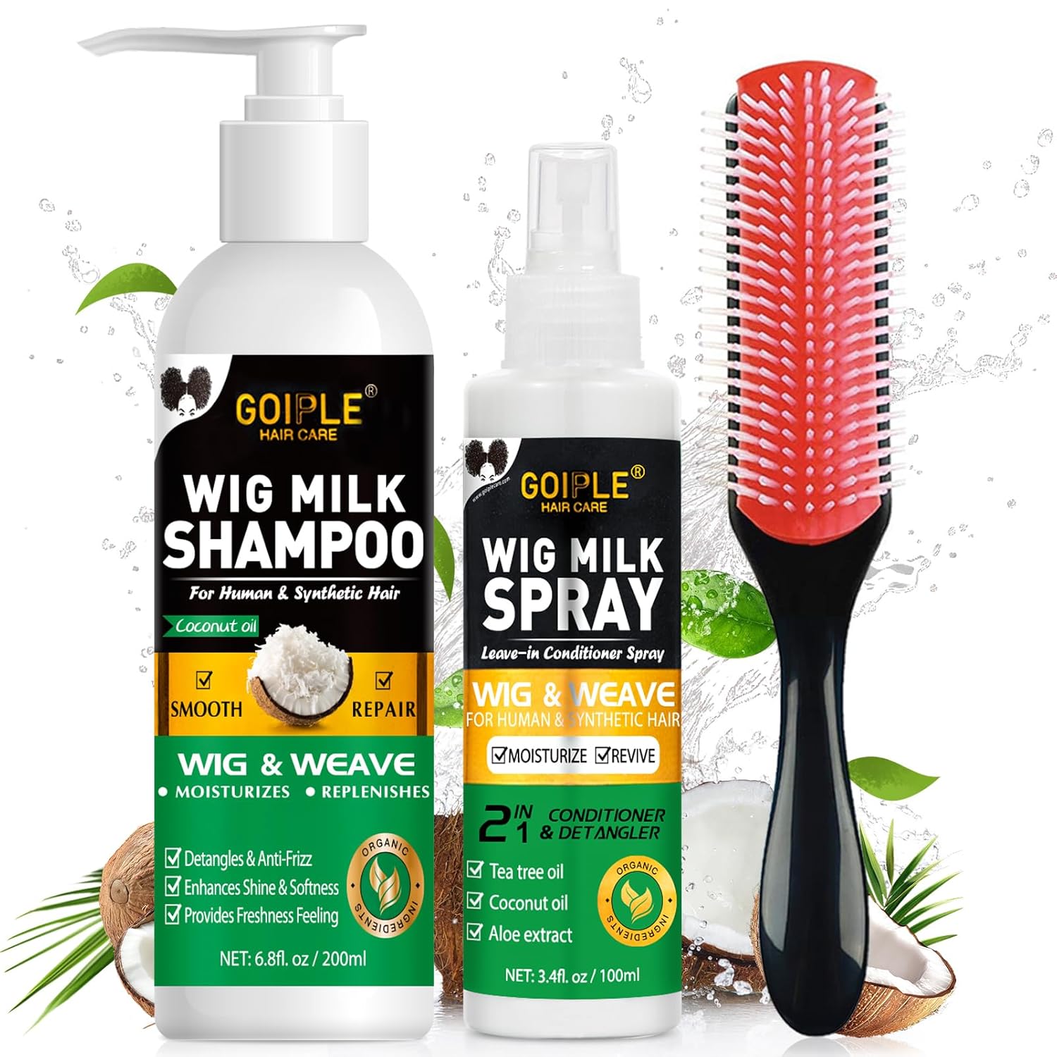 Hair Care Products - GOIPLE 3-in-1 Perückenpflege-Set mit Shampoo, Conditioner-Spray